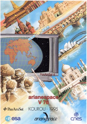 Lancement du satellite Pan Am Sat, dessin aux encres